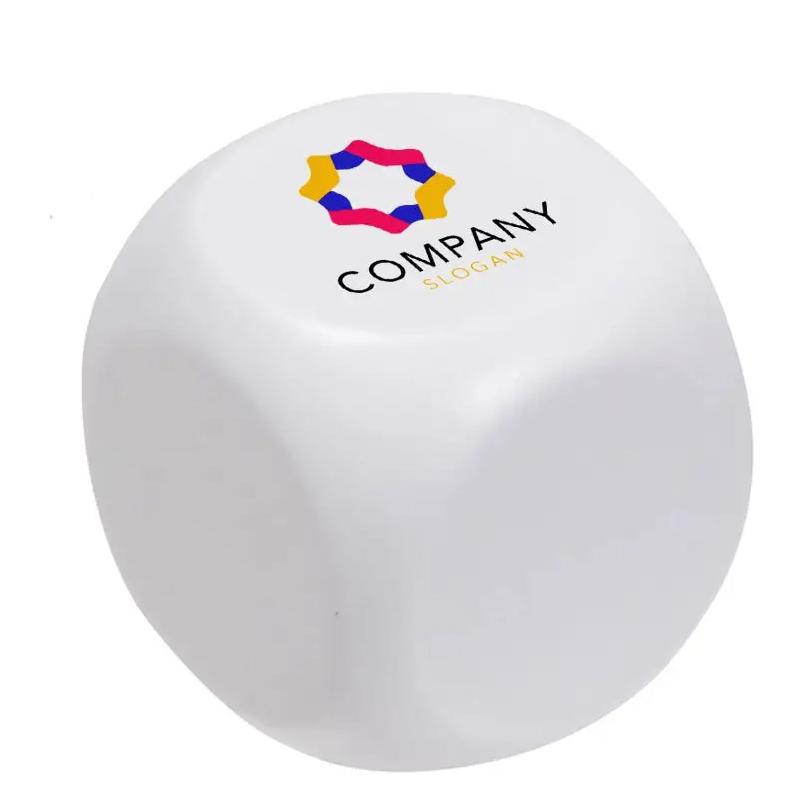 Cube Shaped Stress Balls - White with Logo